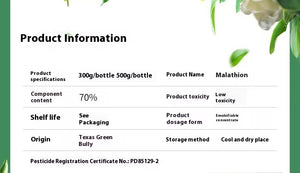 70% Malathions Liquid Insecticide Effective Acaricide Stored Grain Scale Insects Rose Aphid Whitefly Green Blind Bug Pesticide