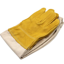 Load image into Gallery viewer, Beekeeping gloves Protective Sleeves breathable yellow mesh white sheepskin and cloth for Apiculture gloves beekeeping gloves
