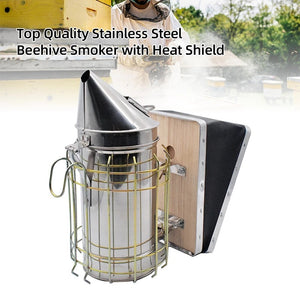 High Quality Bee Smoker Bee Hive Smoker with Heat Shield Protection Board Stainless Steel Beekeeping Equipment Bee Hive Smoker