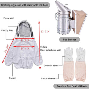 Beekeeping 19-piece Set of Half-length Bee-proof Clothing, Bee-proof Gloves, Scraping Knife, Honey-cutting Knife, Bee-keeping Tools, Bee Appliances