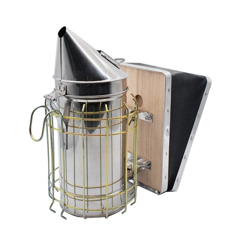 High Quality Bee Smoker Bee Hive Smoker with Heat Shield Protection Board Stainless Steel Beekeeping Equipment Bee Hive Smoker